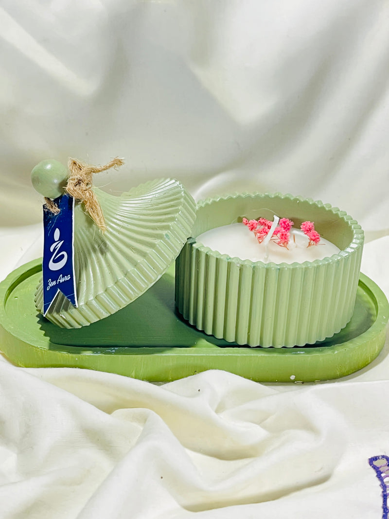 Lime Green Striped Scented Candle Jar