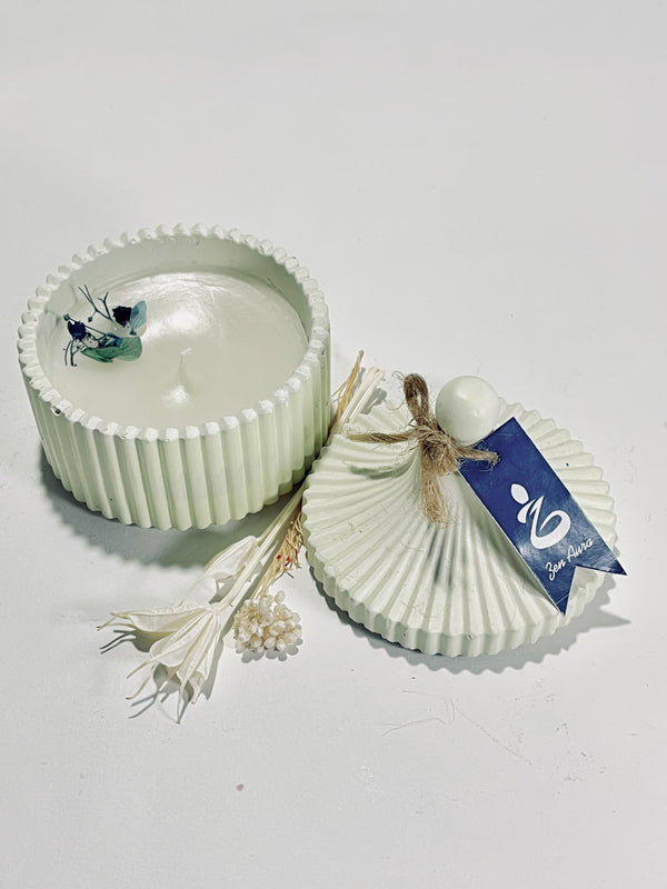 White Striped Scented Candle Jar